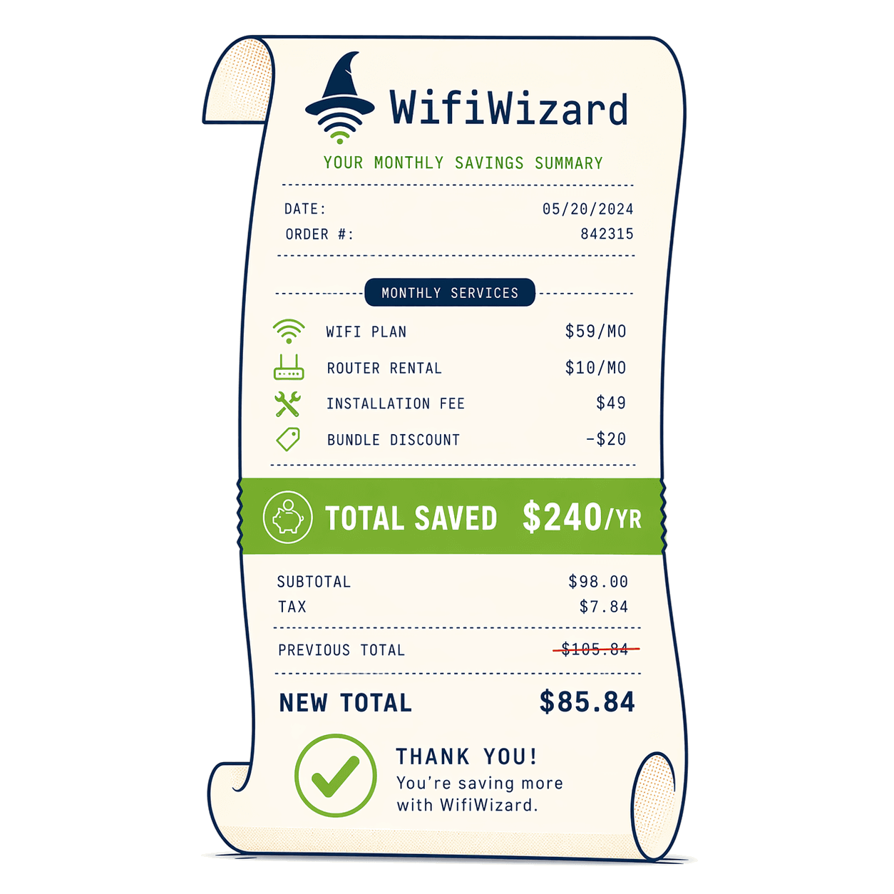 Address intake receipt