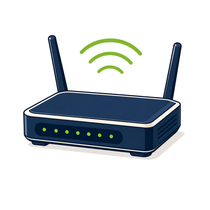 Router illustration representing internet service